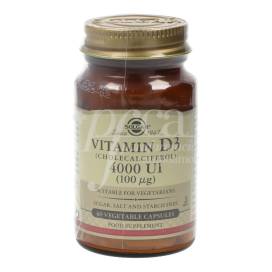 Vitamina D3 4000ui 60 Cápsulas 100mcg Solgar