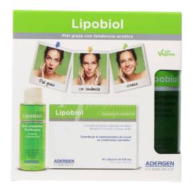 Adergen Lipobiol Cleansing Gel For Oily Skin 100 Ml + Nutritional Supplement 60 Capsules Promo
