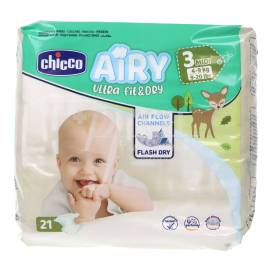 CHICCO PAÑALES ULTRA AIRY FIT&DRY T3 4-9KG 21 UDS