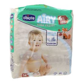 CHICCO PAÑALES ULTRA AIRY FIT&FUN TALLA 6 15-30 KG 14 UDS