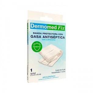 Dermomed Fix Banda Protectora Con Gasa Antiseptica 1 Unidad 75 Cm X 8 Cm