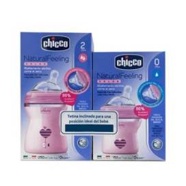 Chicco Biberon Natural Feeling 250 ml + 150 ml Rosa Promo