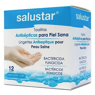 Lenços umedecidos antissépticos para mãos Salustar 12 sachês