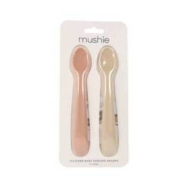 Mushie Silicone Baby Spoon Shifting Sand + Blush 2 Units