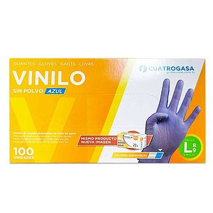 Guantes Vinilo Sin Polvo Azul Tl 100 Uds