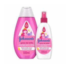 Johnsons Gotas De Brillo Champu 500ml + Spray Acondicionador 200ml Promo