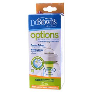 Dr. Brown's Options Mamadeira de boca larga 150 ml Verde