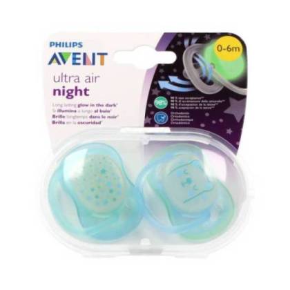 Silicone Night Pacifier Avent 0-6 Months 2u