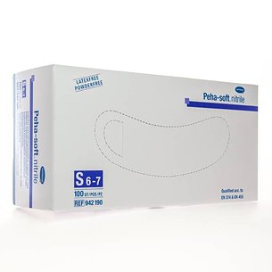 Luvas de nitrilo sem pó Pehasoft, pequenas