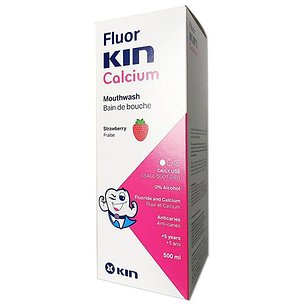 Fluorkin Calcium Enxaguante Bucal Morango 500 ml