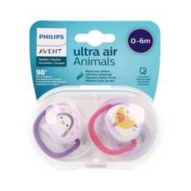 Philips Avent Girl Silicone Pacifier 0-6 Months 2 Units With Animals