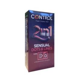 Control Preservativos Sensual Dots & Lines 2 In 1 + Lube Gel 6 Unidades