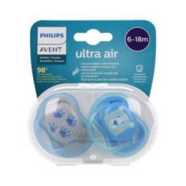Avent Silicone Pacifier Ultra Air Blue Bears 6-18m 2 Units
