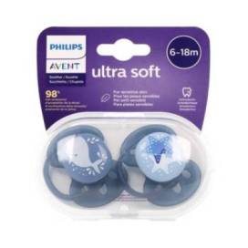 Avent Ultrasoft Blue Silicone Pacifier 6-18m 2 Units