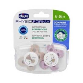 Chicco Silicone Pacifier Physio Comfort Girl 6-16 Months 2 Units