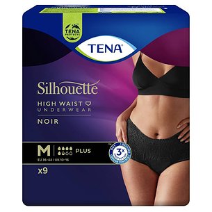 Tena Silhouette Preto Cintura Alta Tamanho M 9 Unidades