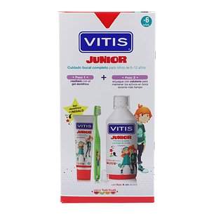 Vitis Junior  6-12 Tutti Frutti Colutorio 500 ml + Gel Dentifrico 75 ml + Cepillo Promo