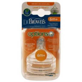 Dr Browns Options+ Wide Neck Silicone Teats 6m+ 2 Units