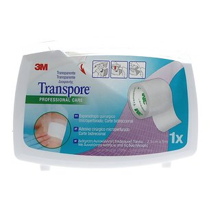 Fita microperfurada branca Transpore 3M, 5 m x 2,5 cm