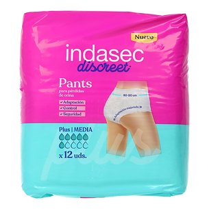 Indasec Discreet Pant Plus Talla Mediana 12 Uds