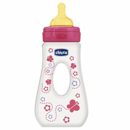 Chicco Pink Rubber Bottle 240ml