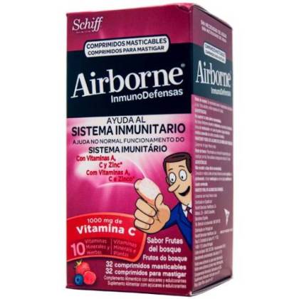 Airborne 32 Comps Masticables Con Vitamina C Sabor Frutos Rojos