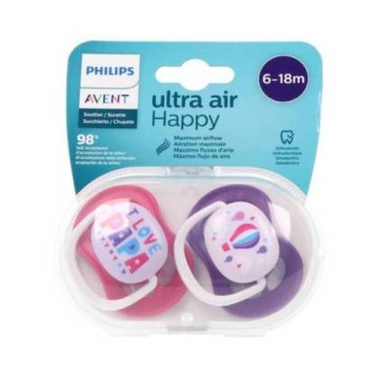 Chupeta Silicone Philips Avent Ultra Air Happy 6-18 M 2 Unidades