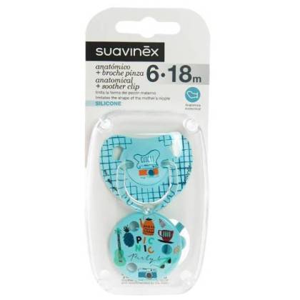 Suavinex Anatomical Silicone Pacifier 6-18m + Clip