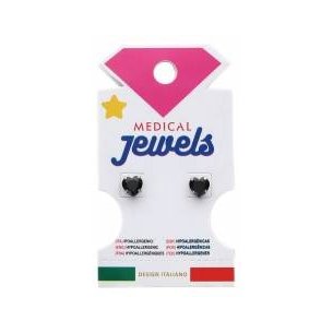 Brincos de Coração Preto Jewels