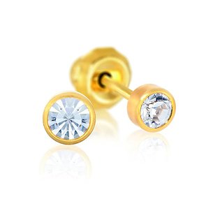 Inverness Pendiente 24k 41c Solitario Bisel Cristal 3 mm