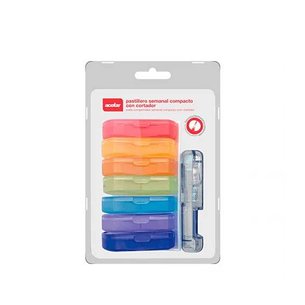 Caixa de comprimidos semanal Acofar com cortador compacto