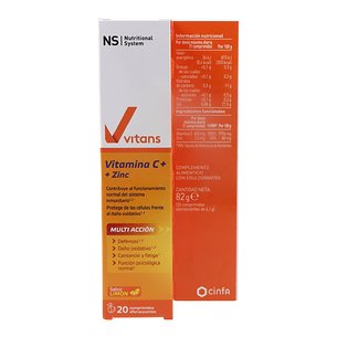 Ns Vitans Vitamina C Zinc 20 Comps Efervescentes
