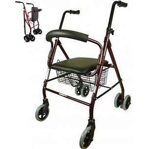 Prim Rollator Walker with Push Brake, Garnet Ref8270