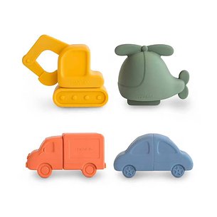 Mushie Pack 4 Veículos de Banho Sólido Multi 10x5x6 