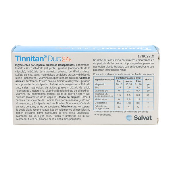 Tinnitan Duo 24 Horas 60 Cápsulas