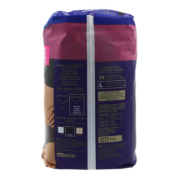 Tena Silhouette Negro Cintura Baja T-g 10 Uds