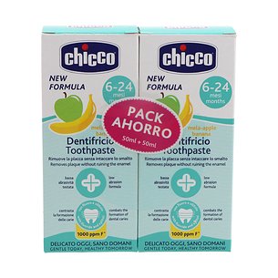 Chicco Creme Dental Maçã e Banana com Flúor 6-24 Meses 2x50 ml Promoção