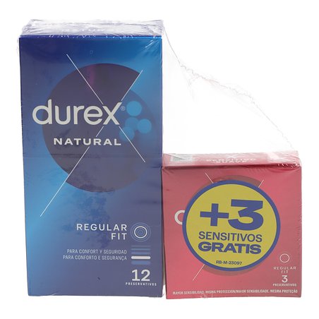 Durex Preservativos Natural Plus 12 Uds Sensitivo + Suave 3 Uds Promo