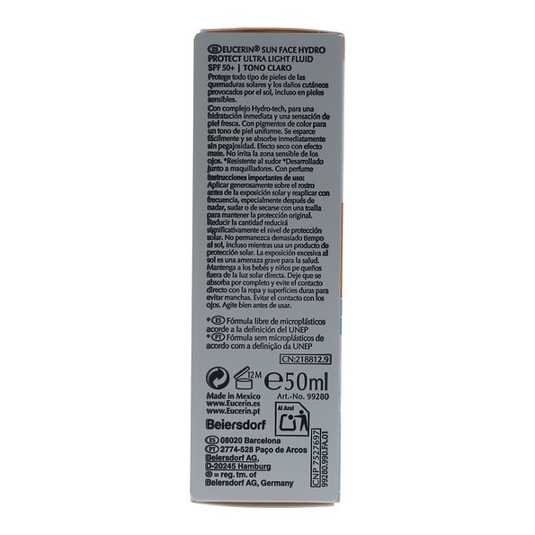 Eucerin Sun Hydroprotect Fluido Ultra Light Spf 50+ 50 ml Tono Claro