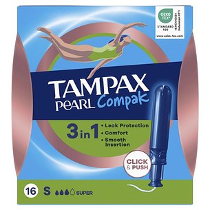Tampões Tampax Compak Pearl Super 16 unidades