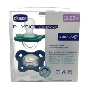 Chicco Chupete Silicona Physioforma Dual Soft 16-36 Meses Azul 2ud