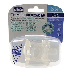 Chupete Silicona Chicco Physioforma Crystal 2 - 6 Meses 2 Unidades