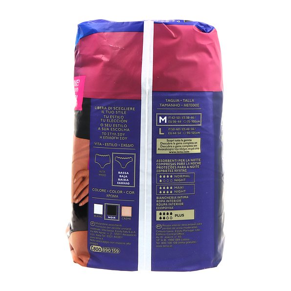 Tena Silhouette Negro Cintura Baja T-m 10 Uds