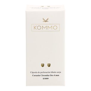 Pendiente Corazon Circonita Oro 4mm