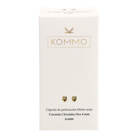 Pendiente Corazon Circonita Oro 4mm