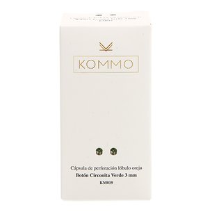 Pendiente Boton Circonita Verde 3mm