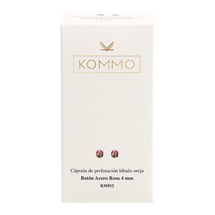 Pendiente Boton Acero Rosa 4mm