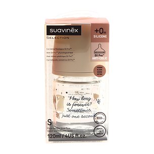 Suavinex Babyflasche aus Glas und Silikon, 120 ml