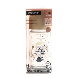 Mamadeira de Vidro Silicone Suavinex 3m 240 ml