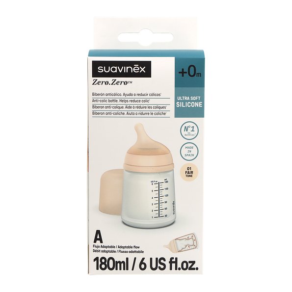 Mamadeira Suavinex Zero Anti-cólica Silicone 0m 180